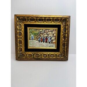 Marc (Chagal) Moses Enamel on Copper Painting – VTG Framed MCM Wall Art 12”x10”